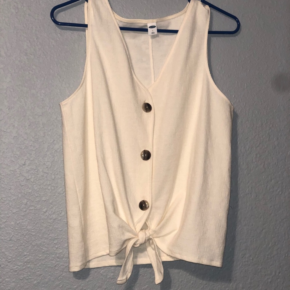 Cropped tie-hem textured-knit sleeveless top